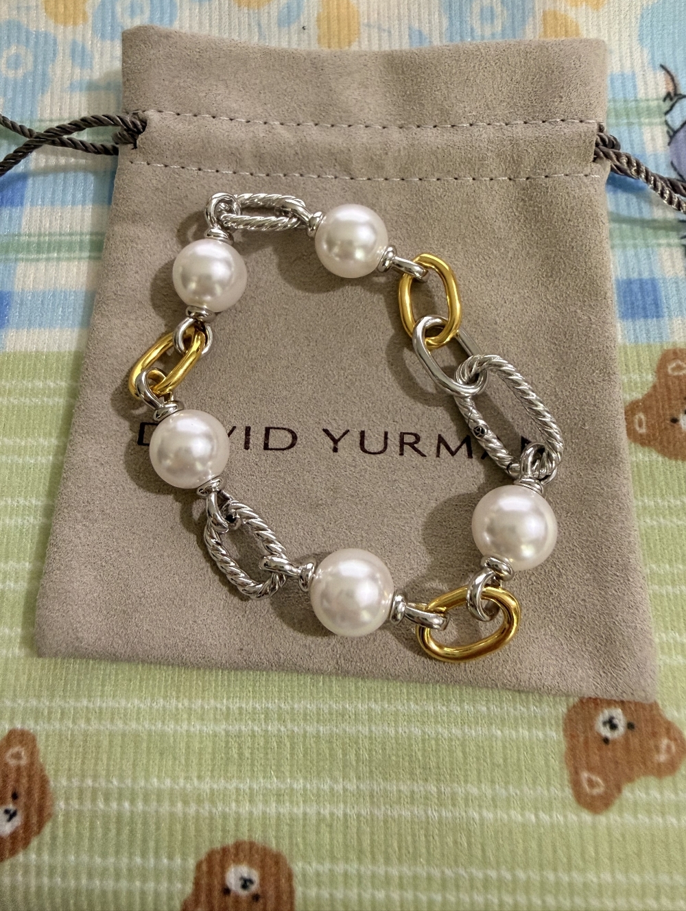 David Yurman Two-Tone Pearl Chain Bracelet